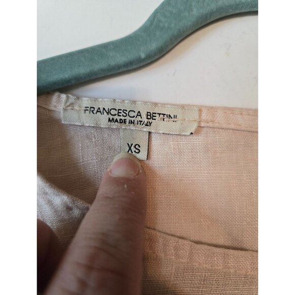 Francesca Bettini Italy Pink Linen Pullover Shift Dress 3/4 Bell Sleeve Size XS - Picture 5 of 7